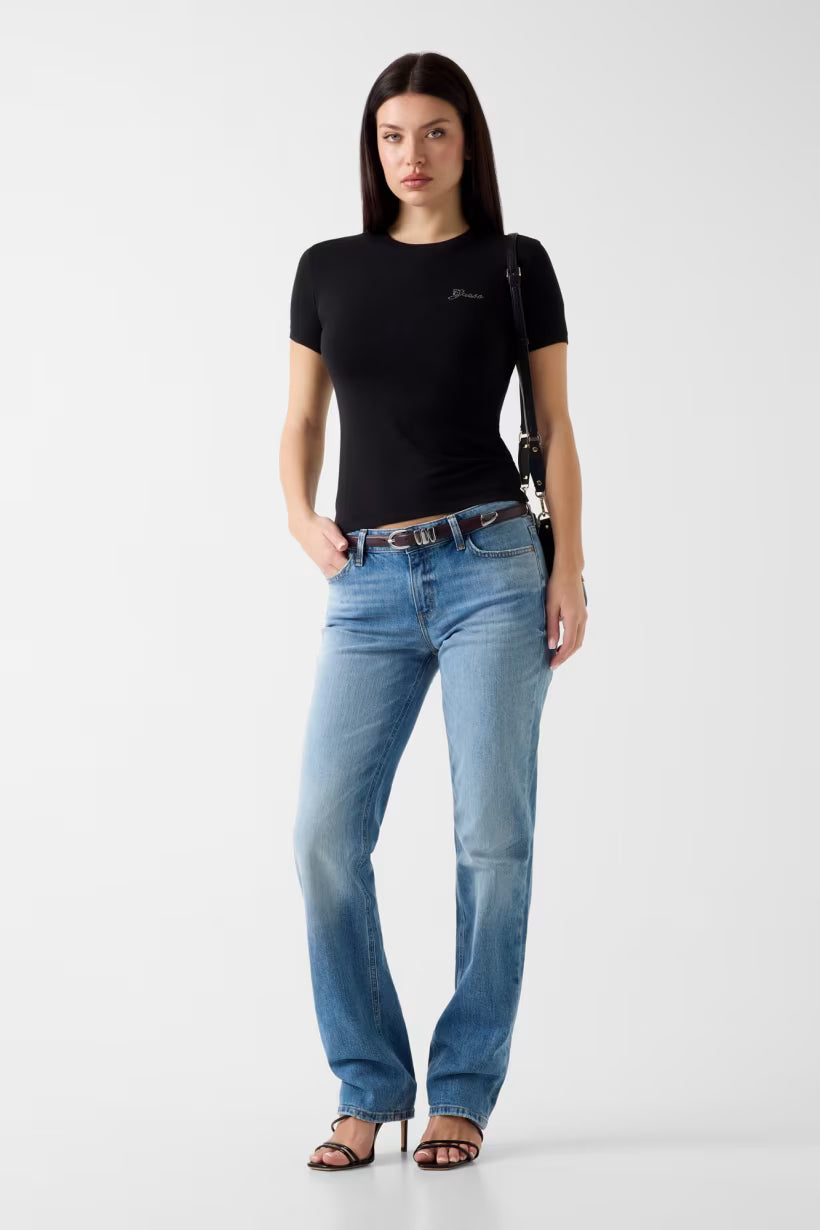 T-shirt con logo di strass