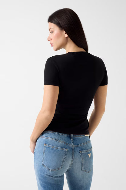 T-shirt con logo di strass
