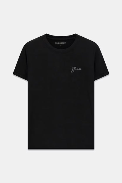 T-shirt con logo di strass