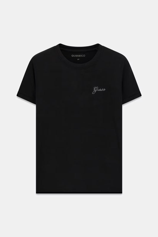 T-shirt con logo di strass