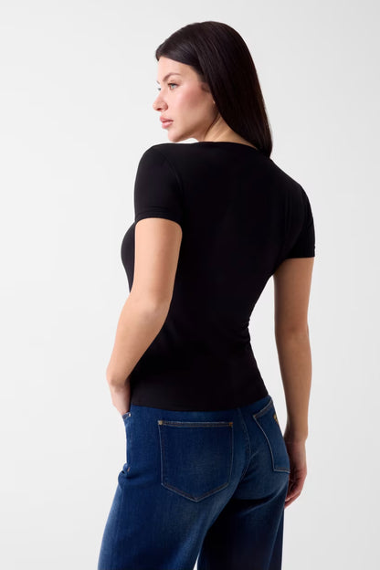 T-shirt con logo di strass