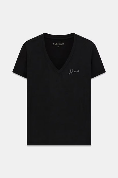T-shirt con logo di strass
