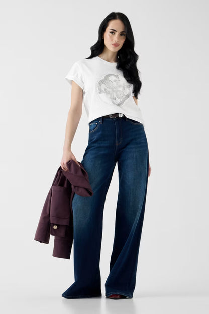T-shirt con logo di strass
