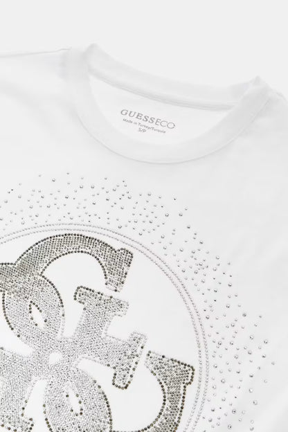 T-shirt con logo di strass