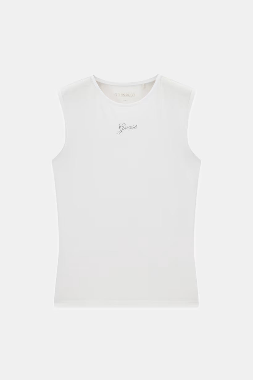 Top con logo di strass