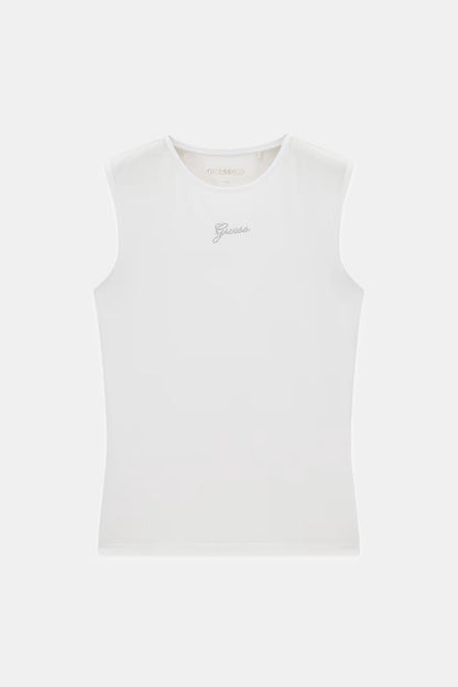 Top con logo di strass