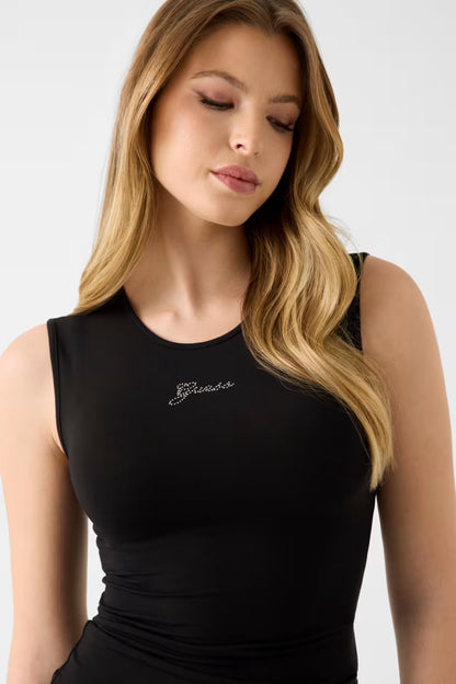 Top con logo di strass