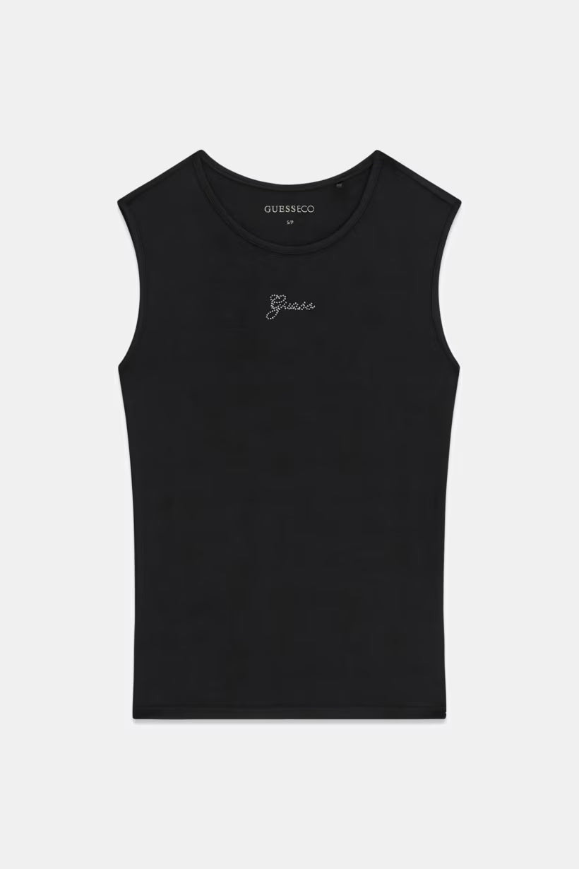 Top con logo di strass