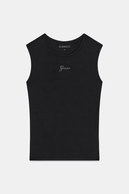 Top con logo di strass