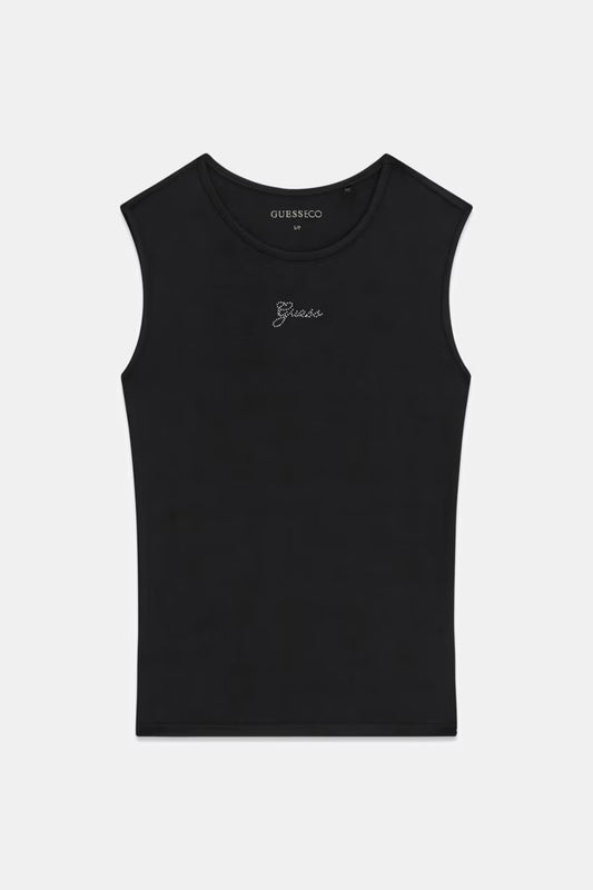 Top con logo di strass