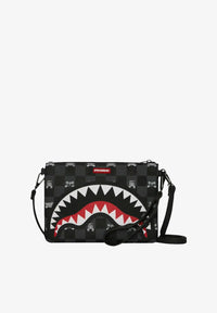 GRAY PEEKING CHARACTER CHECK CROSSBODY POUCHETTE SPRAYGROUND