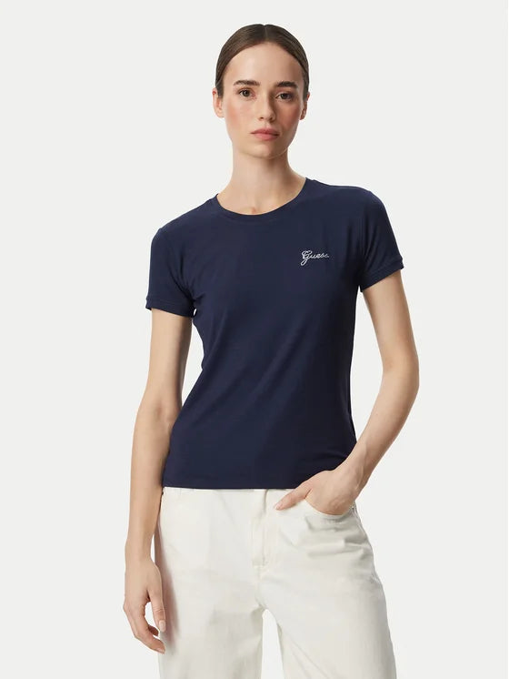 T-shirt con logo di strass