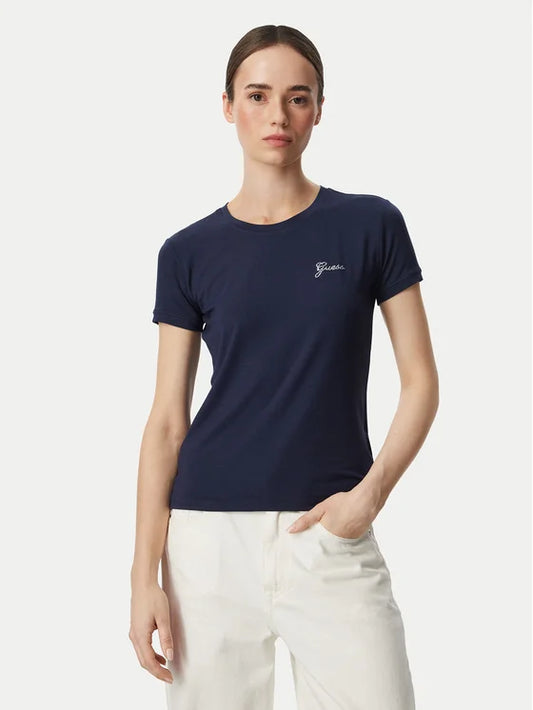 T-shirt con logo di strass