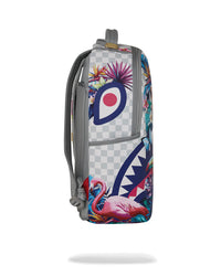 ZAINO SPRAYGROUND CREAM FLOWERING JUNGLE SHARK BACKPACK