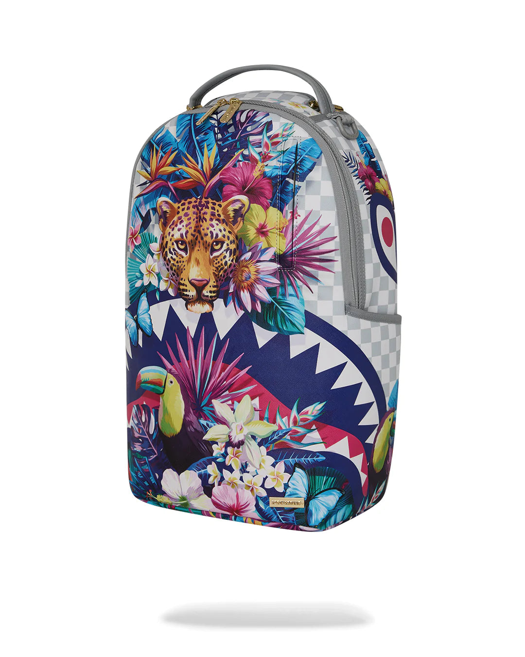 ZAINO SPRAYGROUND CREAM FLOWERING JUNGLE SHARK BACKPACK