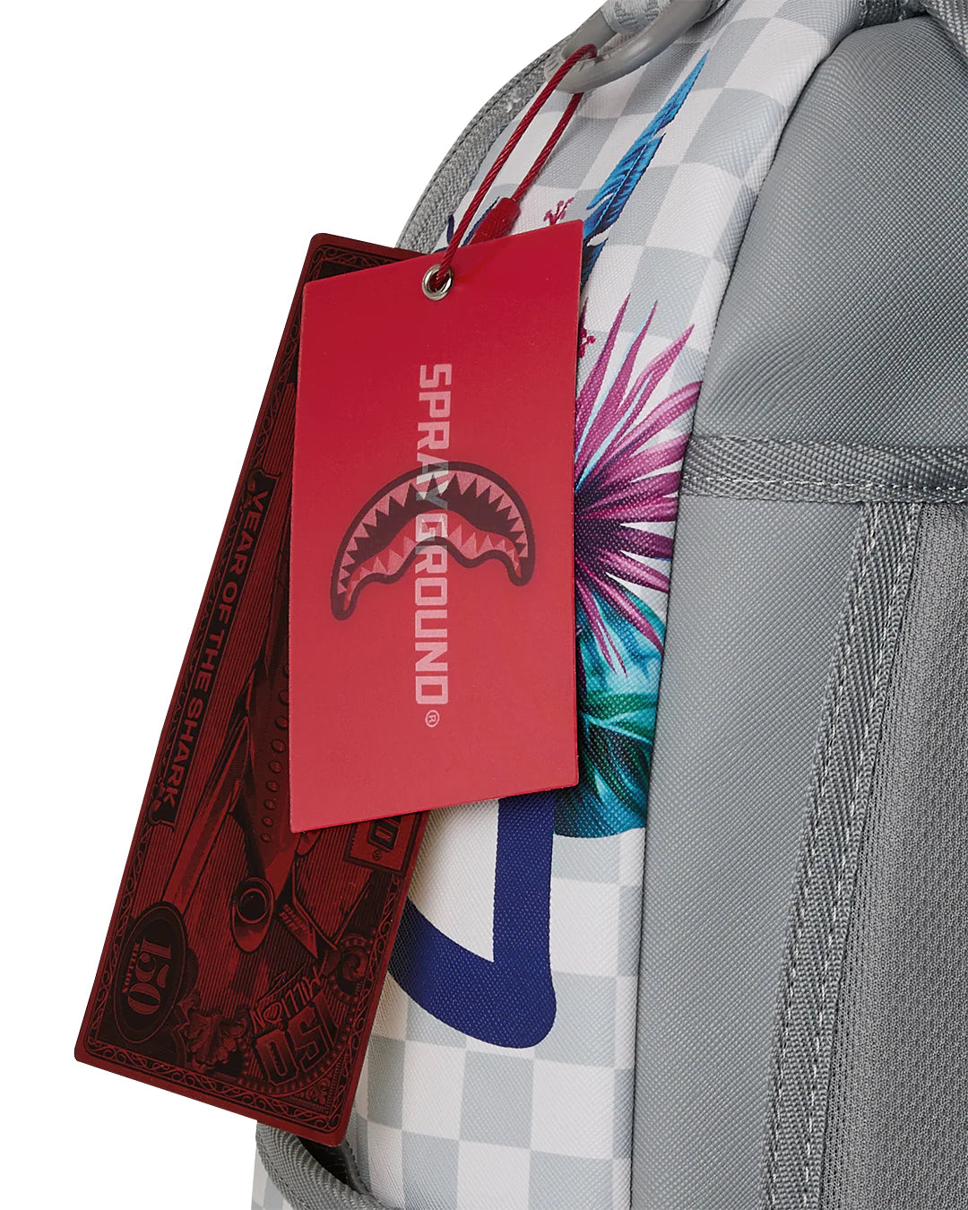 ZAINO SPRAYGROUND CREAM FLOWERING JUNGLE SHARK BACKPACK