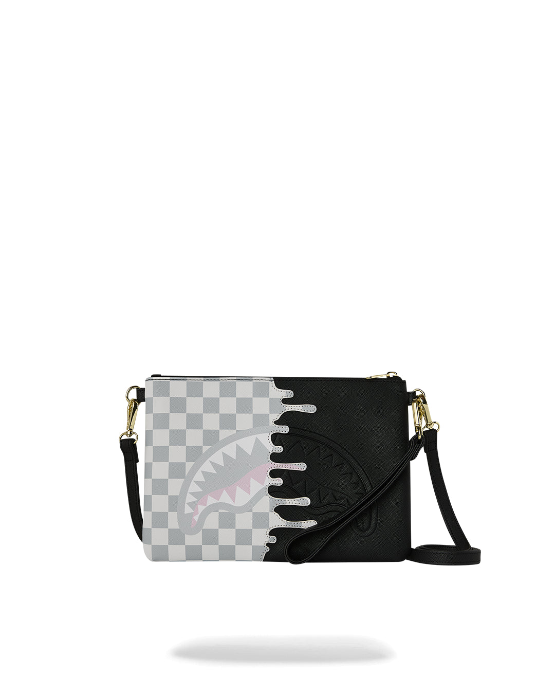 CREAM CHECK UNFINISHED SHARK CROSSBODY POUCHETTE SPRAYGROUND