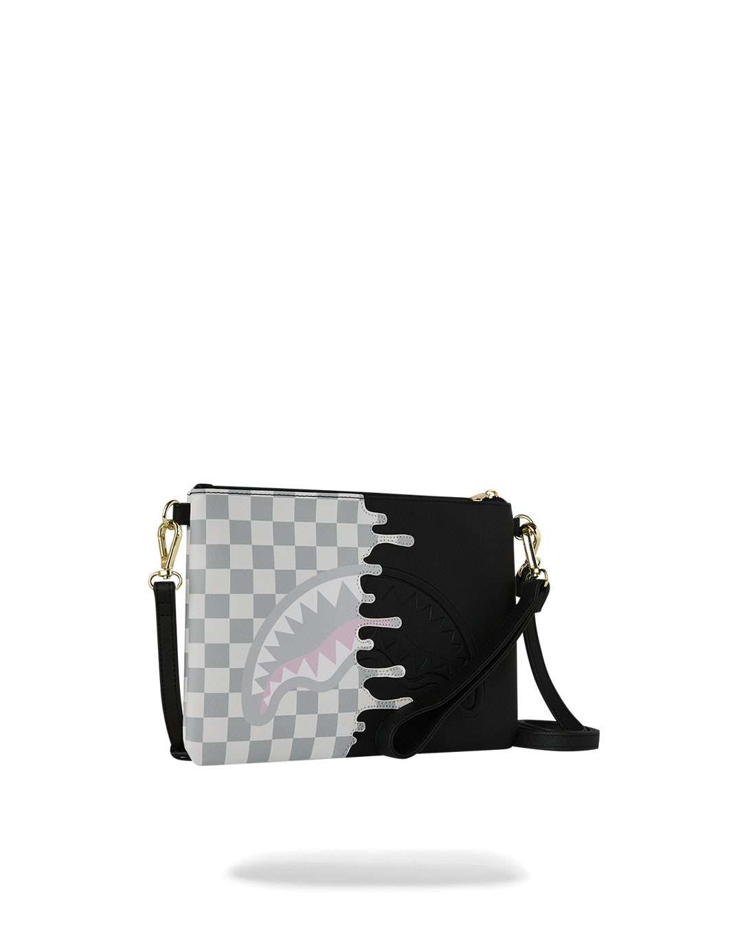 CREAM CHECK UNFINISHED SHARK CROSSBODY POUCHETTE SPRAYGROUND