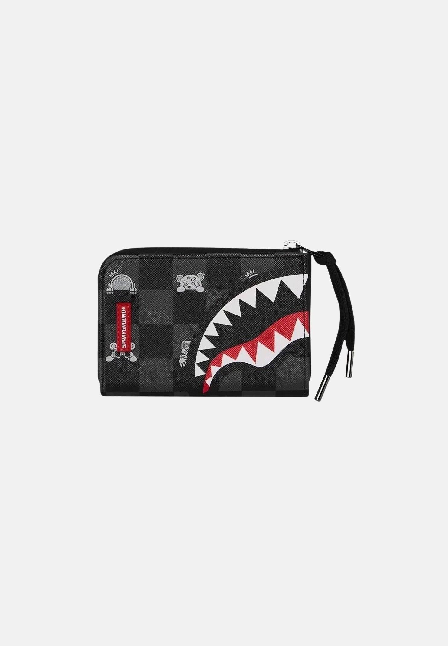 GRAY PEEKING CHARACTER CHECK WALLET SPRAYGROUND