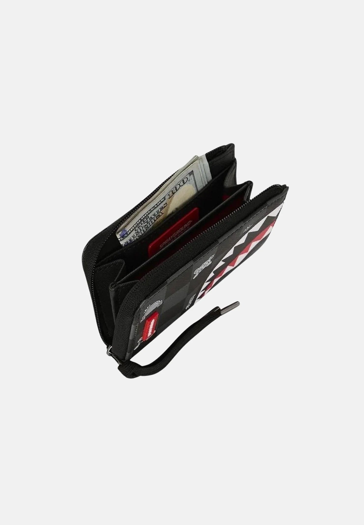 GRAY PEEKING CHARACTER CHECK WALLET SPRAYGROUND