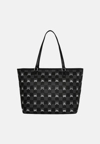 GRAY PEEKING CHARACTER CHECK TOTE SPRAYGROUND