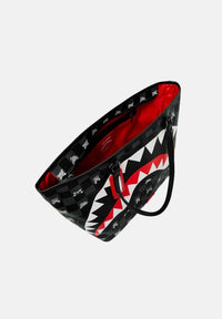 GRAY PEEKING CHARACTER CHECK TOTE SPRAYGROUND