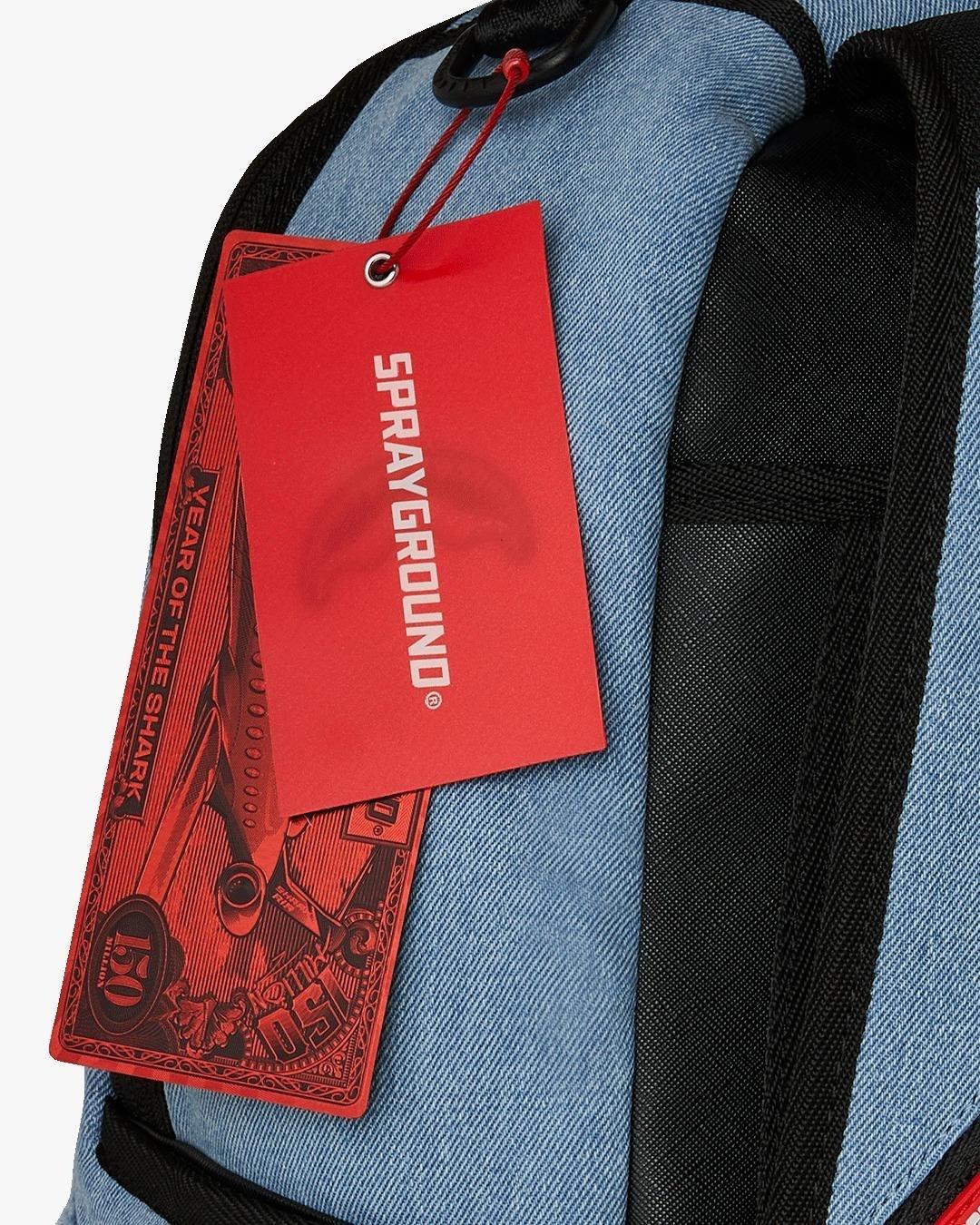 ZAINO SPRAYGROUND DENIM TEAR 3 AM PATCHES BACKPACK