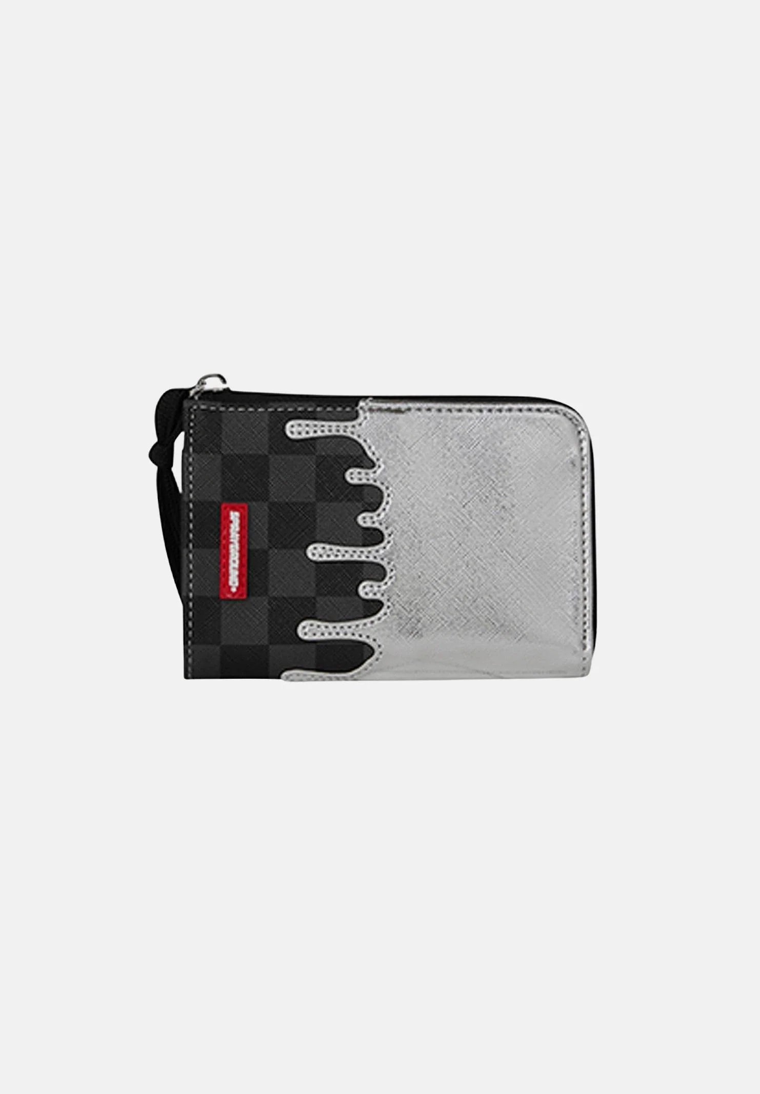 SILVER SIDE DRIP BLACK CHECK WALLET SPRAYGROUND