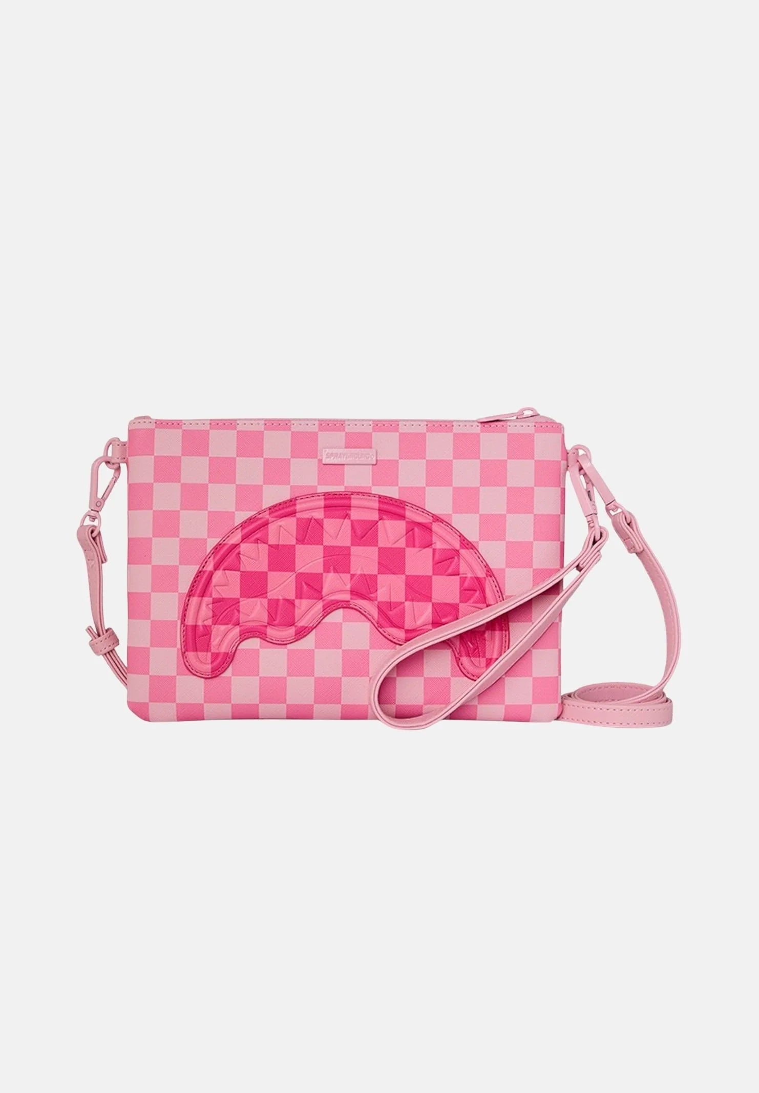 PINK SHARKS IN PARIS PATCH CROSSOVER CLUTCH