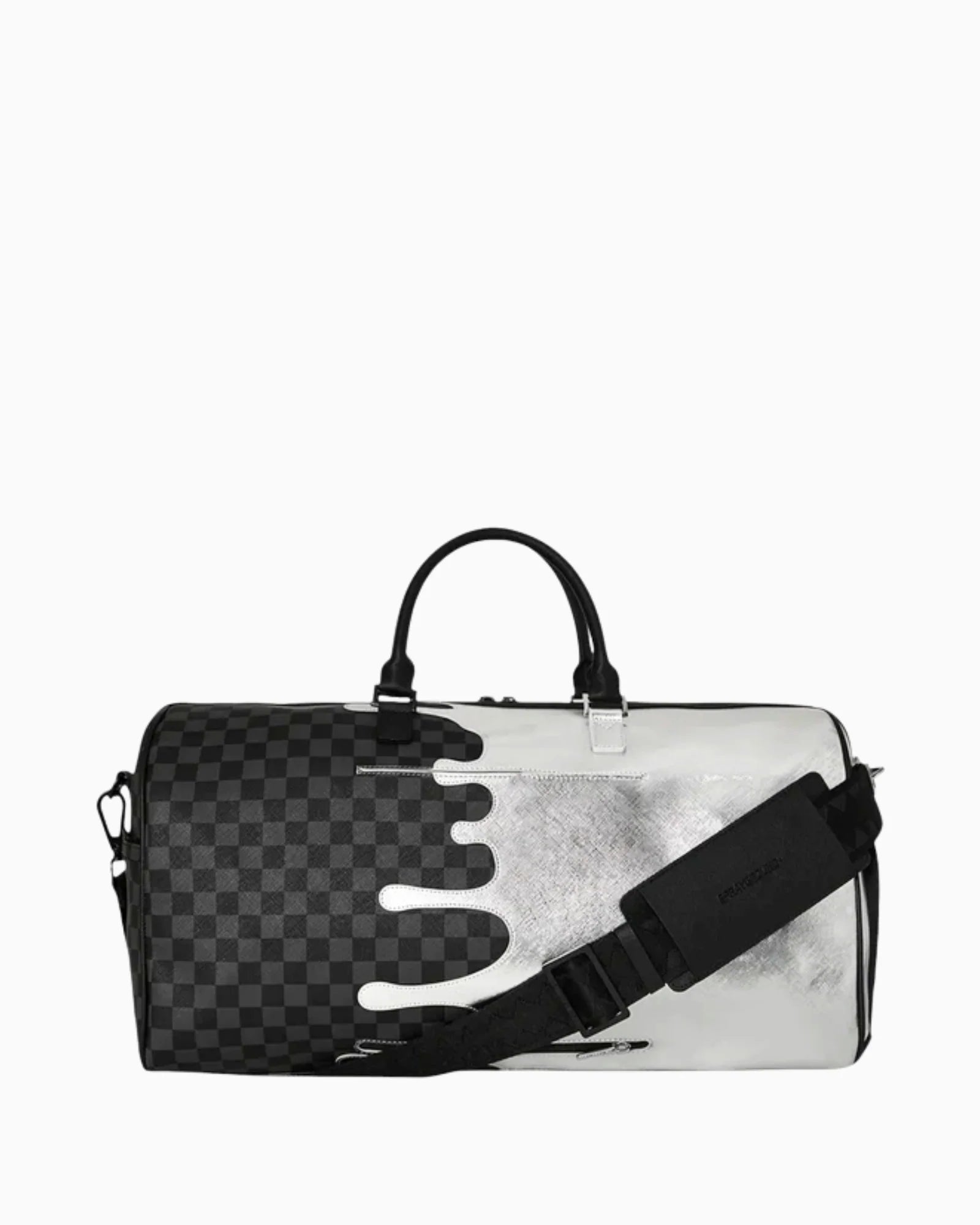 SILVER SIDE DRIP BLACK CHECK LARGE DUFFLE SPRAYGROUND